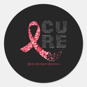 Burgundy Ribbon Brain Aneurysm Awareness  Classic Round Sticker