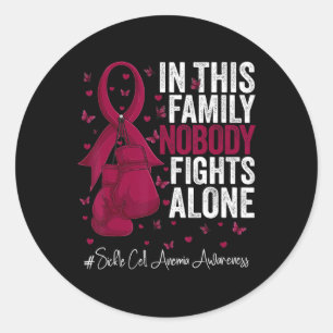 Burgundy Ribbon Fighter Sickle Cell Anemia Awarene Classic Round Sticker