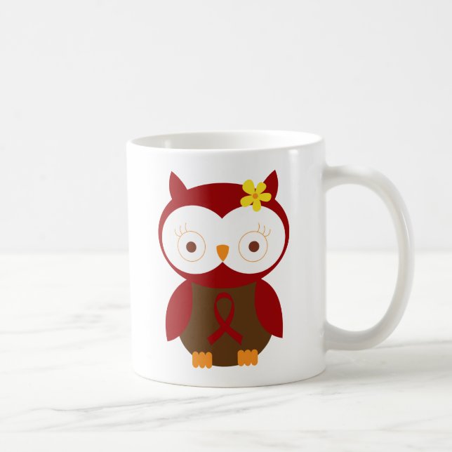 Burgundy Ribbon Owl Awareness Coffee Mug (Right)