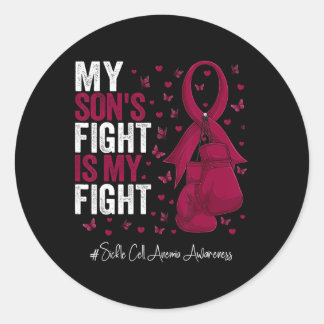 Burgundy Ribbon Son Sickle Cell Anemia Awareness  Classic Round Sticker