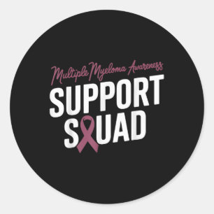 Burgundy Ribbon Support Squad For Multiple Myeloma Classic Round Sticker