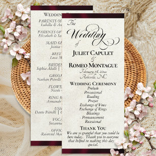 Burgundy Ribbon Wedding Program