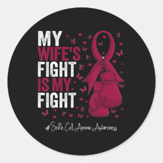 Burgundy Ribbon Wife Sickle Cell Anemia Awareness  Classic Round Sticker