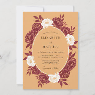 Burgundy Rich Botanical Wedding Invitation