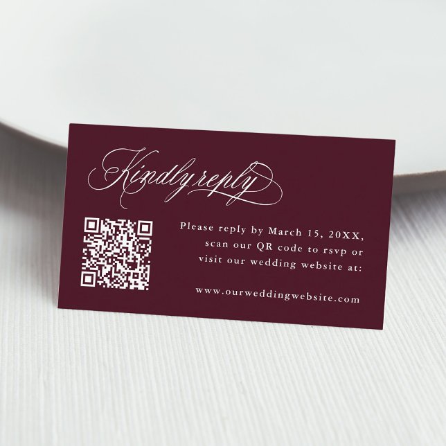 Burgundy Romantic Calligraphy Wedding RSVP  Enclosure Card (Creator Uploaded)