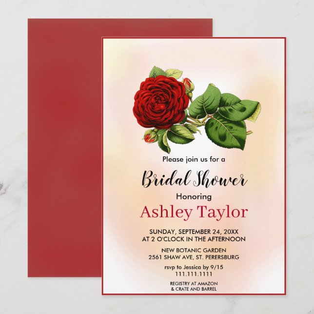 Burgundy rose blush pink fall floral Bridal Shower Invitation (Front/Back)
