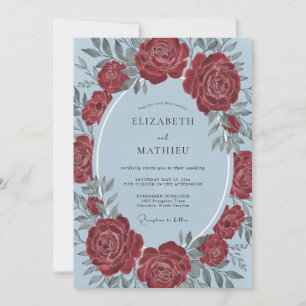 Burgundy Rose Botanical Elegance Wedding Invitation