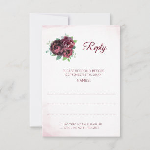 Burgundy Rose Bouquet Mariage Réponses Cartes