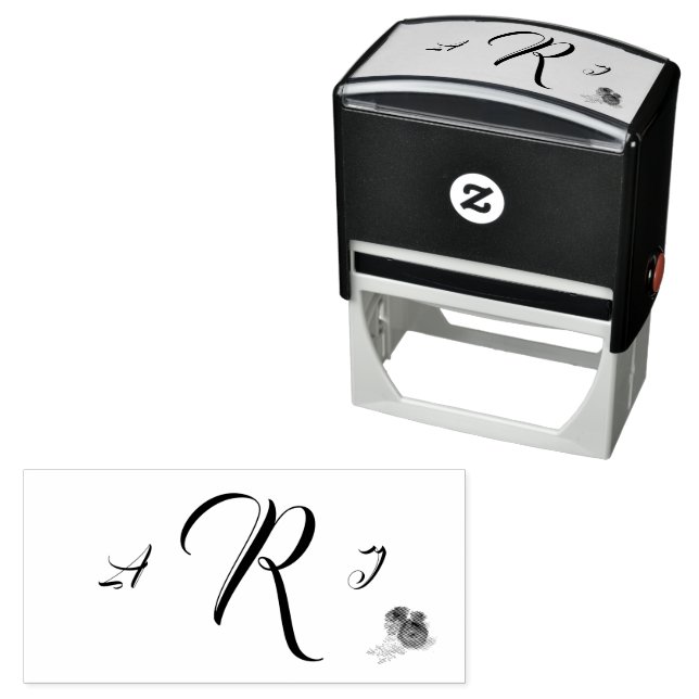 Burgundy Rose-Corsage Monogrammed Self-inking Stamp (In Situ)