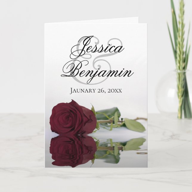 Burgundy Rose Elegant Romantic Photo Wedding Invitation (Front)