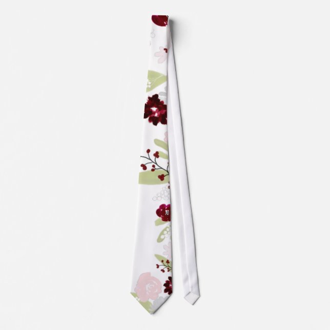 Burgundy Rose Elegant Winter Wedding Neck tie (Front)