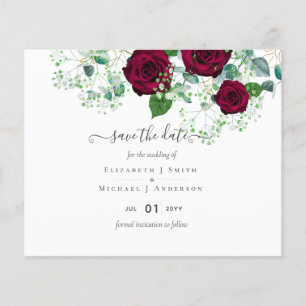 Burgundy Rose Eucalyptus Wedding Flyer