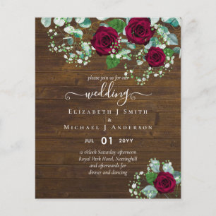 Burgundy Rose Eucalyptus Wedding Flyer