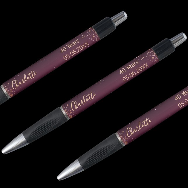 Burgundy rose gold birthday name age pen (Creator Uploaded)