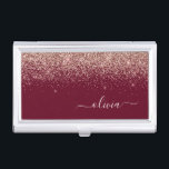 Burgundy Rose Gold Blush Pink Glitter Monogram Business Card Holder<br><div class="desc">Burgundy and Rose Gold - Blush Pink Sparkle Glitter Script Monogram Name Business Card Holder. This makes the perfect sweet 16 birthday,  wedding,  bridal shower,  anniversary,  baby shower or bachelorette party gift for someone that loves glam luxury and chic styles.</div>