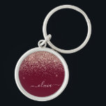 Burgundy Rose Gold Blush Pink Glitter Monogram Keychain<br><div class="desc">Rose Gold - Blush Pink and Burgundy Sparkle Glitter Script Monogram Name Keychains (Key Chain). This makes the perfect sweet 16 birthday,  wedding,  bridal shower,  anniversary,  baby shower or bachelorette party gift for someone that loves glam luxury and chic styles.</div>