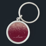 Burgundy Rose Gold Blush Pink Glitter Monogram Keychain<br><div class="desc">Rose Gold - Blush Pink and Burgundy Sparkle Glitter Script Monogram Name Keychains (Key Chain). This makes the perfect sweet 16 birthday,  wedding,  bridal shower,  anniversary,  baby shower or bachelorette party gift for someone that loves glam luxury and chic styles.</div>
