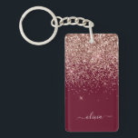 Burgundy Rose Gold Blush Pink Glitter Monogram Keychain<br><div class="desc">Rose Gold - Blush Pink and Burgundy Sparkle Glitter Script Monogram Name Keychain. This makes the perfect sweet 16 birthday,  wedding,  bridal shower,  anniversary,  baby shower or bachelorette party gift for someone that loves glam luxury and chic styles.</div>