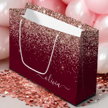 Burgundy Rose Gold Blush Pink Glitter Monogram Large Gift Bag<br><div class="desc">Burgundy and Rose Gold - Blush Pink Sparkle Glitter Script Monogram Name Gift Bag. This makes the perfect sweet 16 birthday,  wedding,  bridal shower,  anniversary,  baby shower or bachelorette party gift bag for someone that loves glam luxury and chic styles.</div>