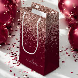 Burgundy Rose Gold Blush Pink Glitter Monogram Small Gift Bag<br><div class="desc">Burgundy and Rose Gold - Blush Pink Glitter Script Monogram Name Gift Bag. This makes the perfect sweet 16 birthday,  wedding,  bridal shower,  anniversary,  baby shower or bachelorette party gift bag for someone that loves glam luxury and chic styles.</div>