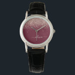 Burgundy Rose Gold Blush Pink Glitter Monogram Watch<br><div class="desc">Burgundy and Rose Gold - Blush Pink Sparkle Glitter Script Monogram Name Watch. This makes the perfect graduation,  birthday,  wedding,  bridal shower,  anniversary,  baby shower or bachelorette party gift for someone that loves glam luxury and chic styles.</div>
