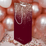 Burgundy Rose Gold Blush Pink Glitter Monogram Wine Gift Bag<br><div class="desc">Burgundy and Rose Gold - Blush Pink Sparkle Glitter Script Monogram Name Gift Bag. This makes the perfect sweet 16 birthday,  wedding,  bridal shower,  anniversary,  baby shower or bachelorette party gift bag for someone that loves glam luxury and chic styles.</div>