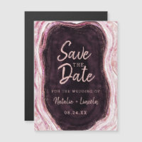 Burgundy & Rose Gold Geode Wedding Save the Date