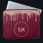 Burgundy Rose Gold Glitter Drips Monogrammed Laptop Sleeve<br><div class="desc">Blush Pink - Rose Gold and Black Faux Glitter Drips and Sparkle Elegant Monogrammed Initials Case. This case can be customized to include your initial and first name.</div>