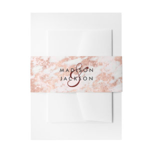 Burgundy & Rose Gold Marble Wedding Monogram Invitation Belly Band