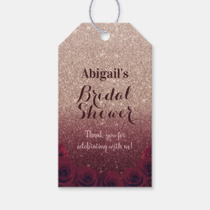 Burgundy & Rose Gold Ombre Bridal Shower Favour Gift Tags