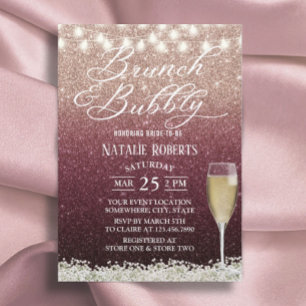 Burgundy & Rose Gold Ombre Modern Bridal Brunch Invitation