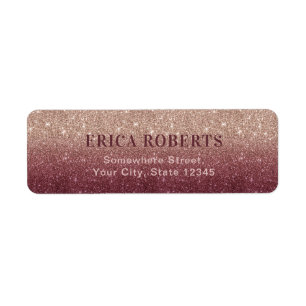 Burgundy Rose Gold Ombre Modern Mariage Adresse