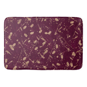 Burgundy & Rose Gold Splatter Modern Abstract Art Bath Mat