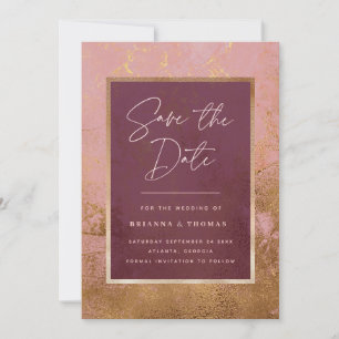 Burgundy Rose Gold Wedding Save the Date
