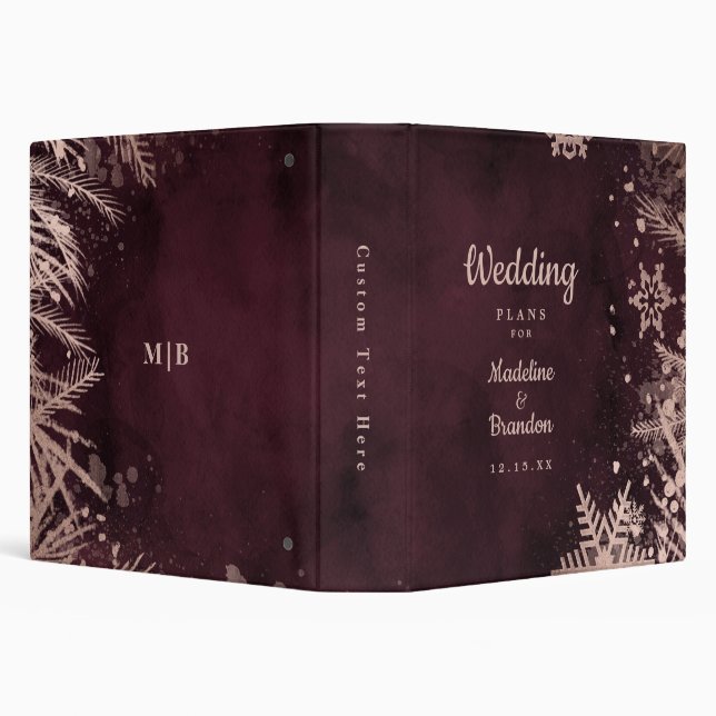 Burgundy & Rose Gold Winter Wedding Planner Binder (Background)