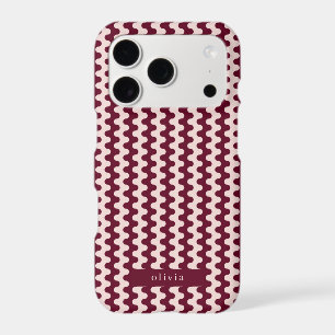 Burgundy Rose Motif Vague Gras Avec Nom