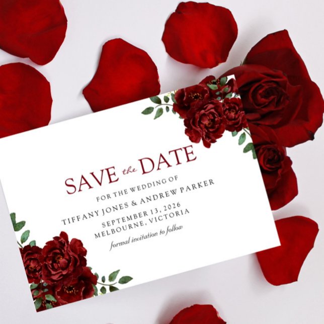 Burgundy Rose Romantic Wedding Save the date (Creator Uploaded)