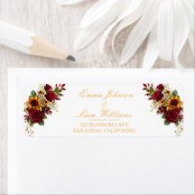 Burgundy Rose & Sunflower Address