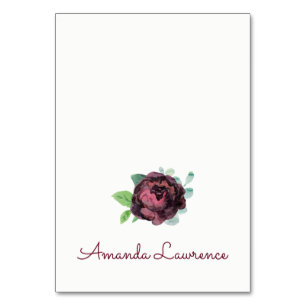 Burgundy Rose Watercolor Personalized Place Cards