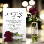 Burgundy Rose We Still Do Wedding Vow Renewal Invitation<br><div class="desc">This beautiful wedding vow renewal invitation features an elegant and romantic design with a single long-stemmed burgundy, maroon, or wine red coloured rose lying on its side mirrored in a pool of water. The text reads "we still do" and is written in elegant script calligraphy. Beautiful way to invite your...</div>