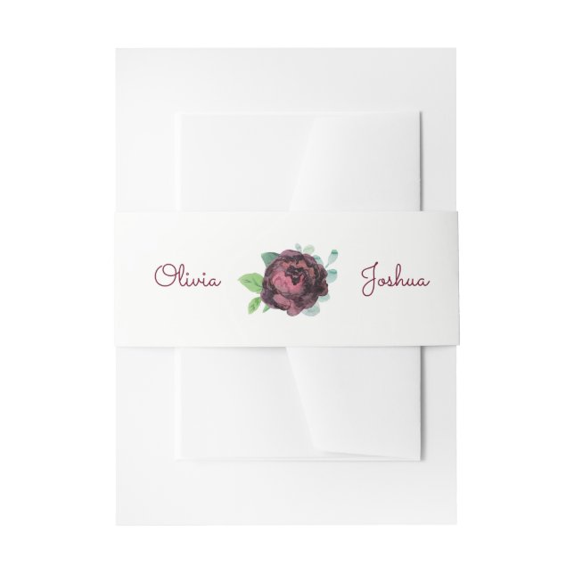 Burgundy Rose Wedding Invitation Belly Bands Invitation Belly Band (Front Example)