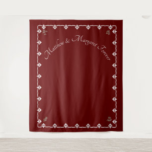 Burgundy Rose Wedding Photo Backdrop Tapestry