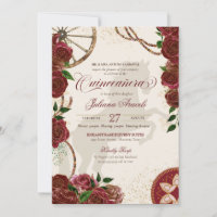 Burgundy Rose Western Ranch Charro Quinceanera