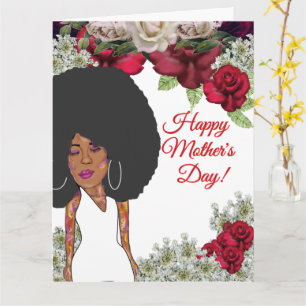 Burgundy Roses African America Mother's Day  Card