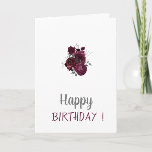 Burgundy Roses Birthday Card