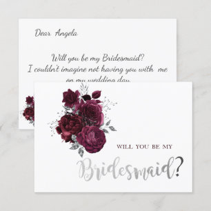 Burgundy Roses Bridesmaid Card
