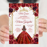 Burgundy Roses & Dress Girl Charra Mis Quince Invitation<br><div class="desc">Burgundy Roses & Dress Girl Charra Mis Quince Invitation
Mis Quince Anos,  15th Birthday, </div>