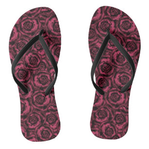 Burgundy roses flip flops