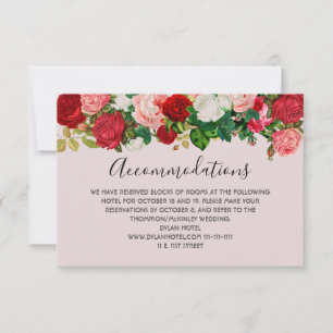 Burgundy Roses Floral Garland Flower Pink Wedding RSVP Card