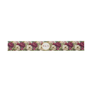 Burgundy Roses Floral Monogram Wedding Belly Band Invitation Belly Band